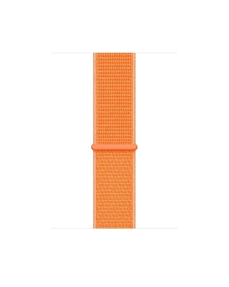 Orange sport loop watch band with woven fabric material texture