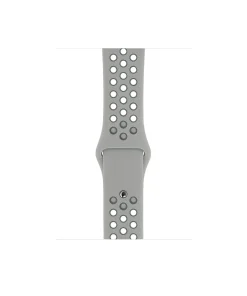 Gray perforated sport watch band with ventilation holes and connector