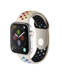 Apple Watch sport band stone with colorful rainbow pride holes design