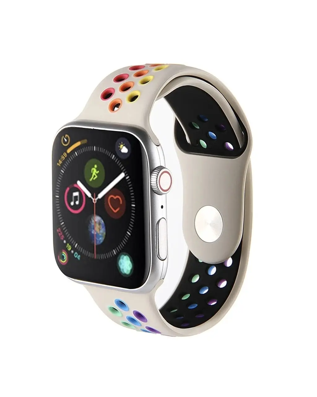 Apple Watch sport band stone with colorful rainbow pride holes design