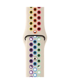 Colorful sport band with rainbow pride holes for smartwatch, stone color