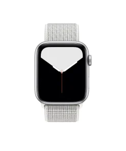 Apple Watch silver aluminum case with white sport loop band