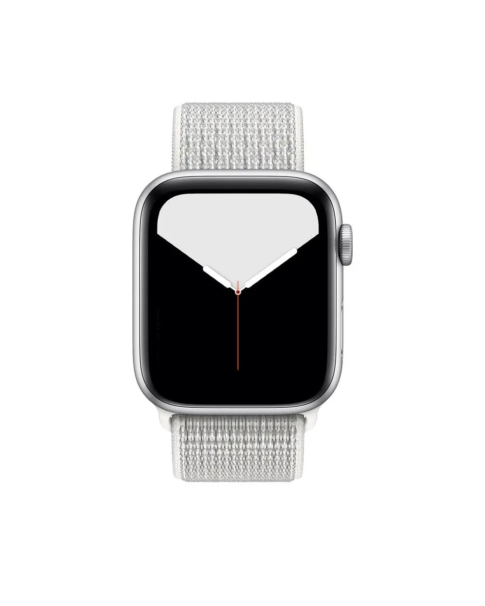 Apple Watch silver aluminum case with white sport loop band