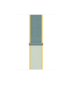 Yellow and gray woven sport loop watch band with adjustable strap