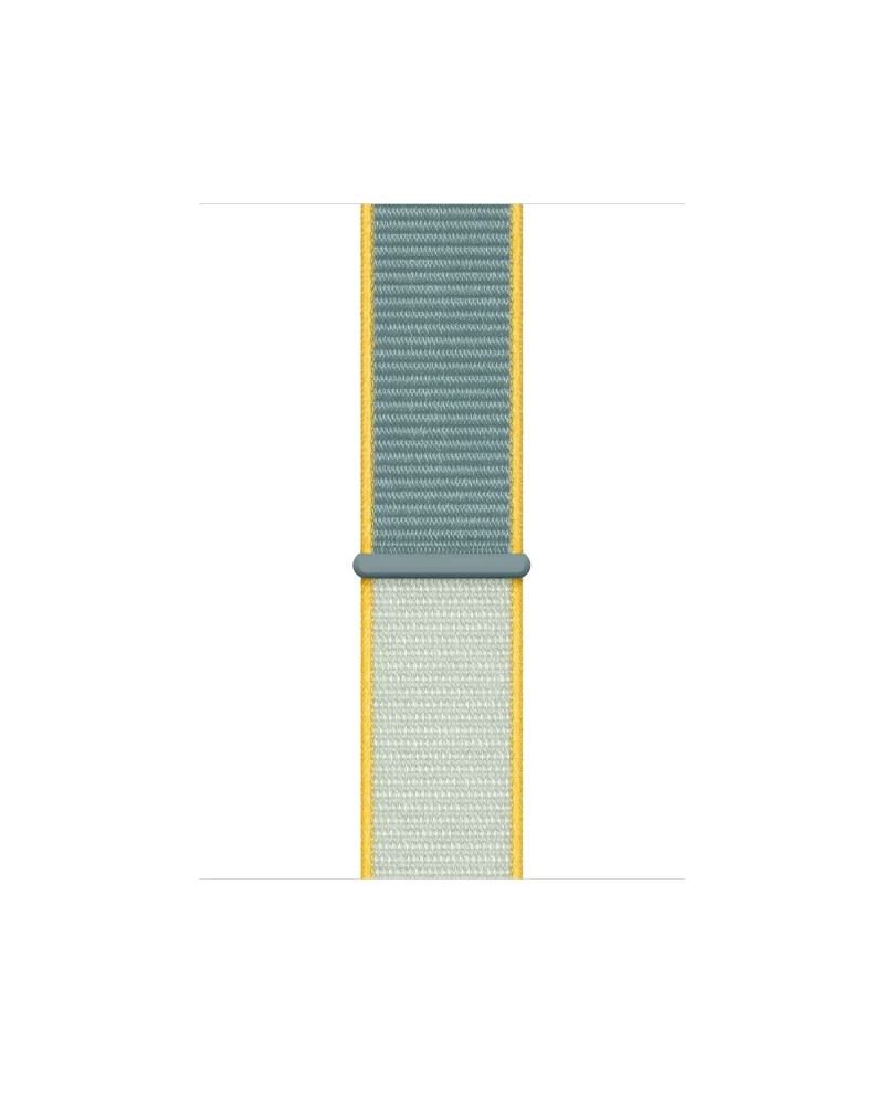 Yellow and gray woven sport loop watch band with adjustable strap