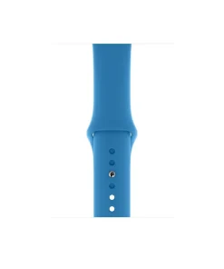 Blue silicone sport watch band with adjustable fit and ventilation holes