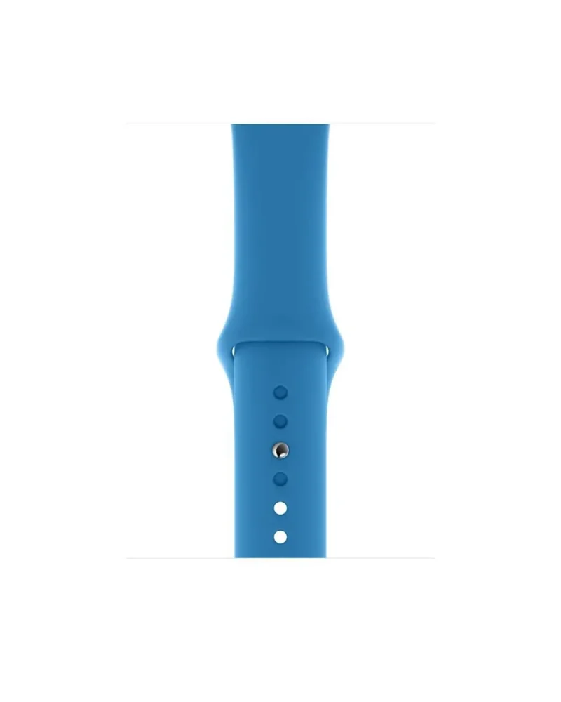 Blue silicone sport watch band with adjustable fit and ventilation holes