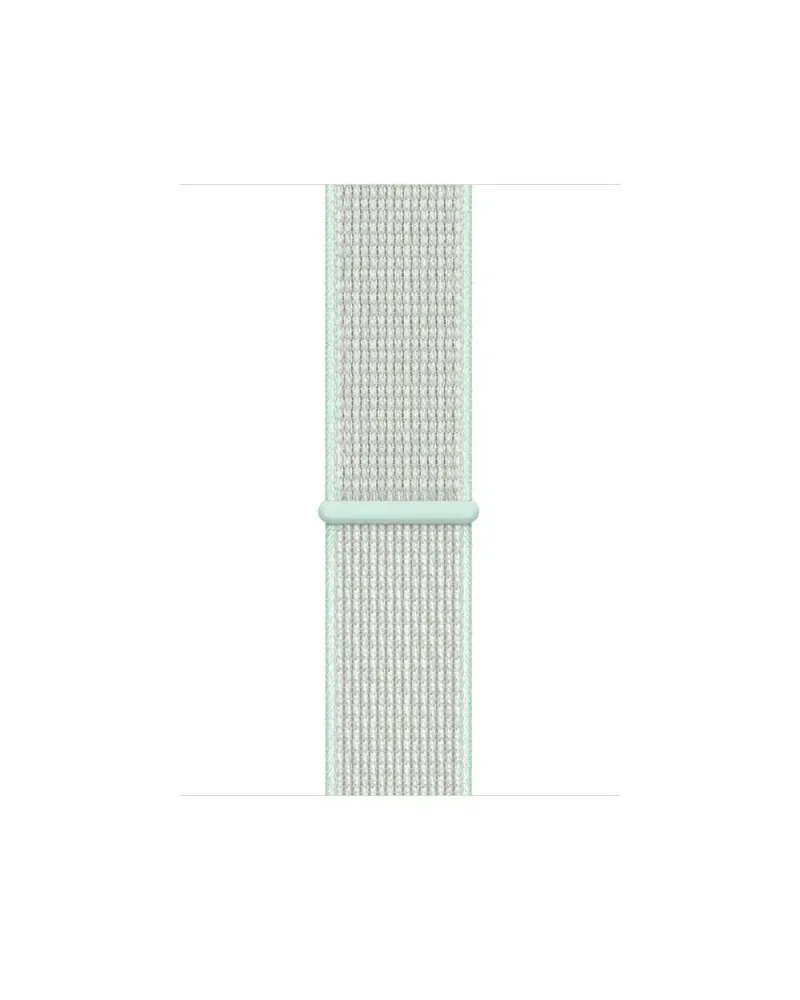 Teal sport loop watch band with woven nylon material and adjustable closure
