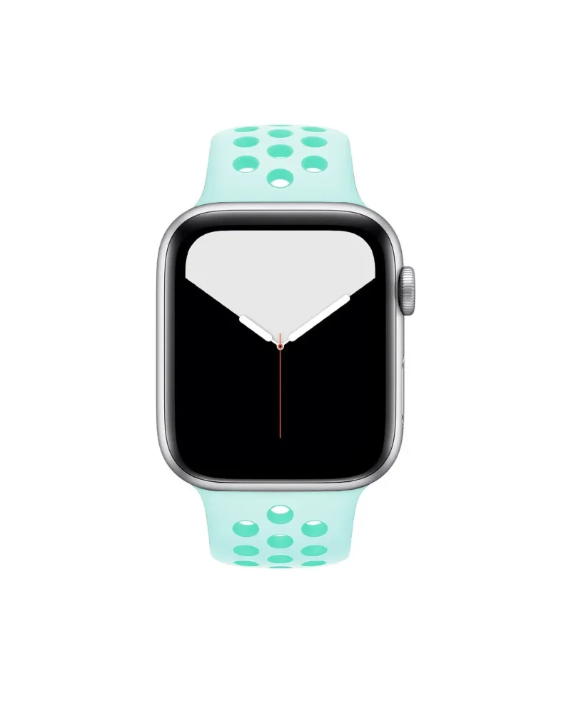 Apple Watch sport band teal with perforated holes, active style design
