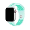 Mint green sport band for Apple Watch with perforated design and red crown
