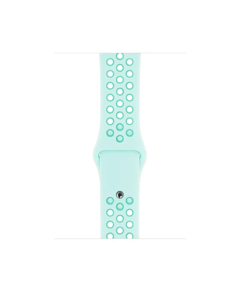 Teal tint sport watch band with perforated holes design, active style