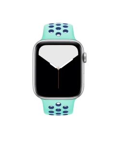 Apple Watch sport band turquoise mint with midnight blue perforations breathable