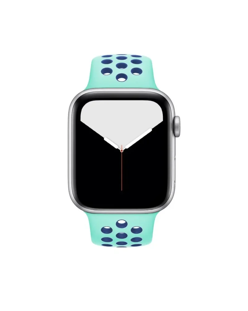 Apple Watch sport band turquoise mint with midnight blue perforations breathable