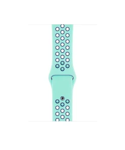 Turquoise perforated sport watch band with midnight blue accents