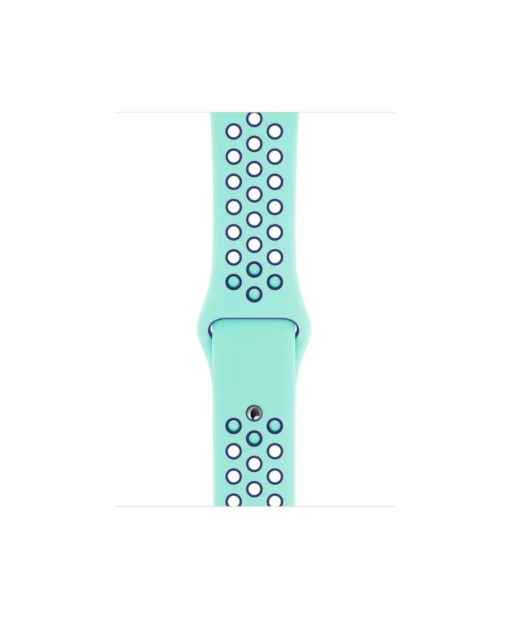 Turquoise perforated sport watch band with midnight blue accents