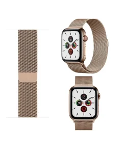 Vintage gold Milanese loop mesh band smartwatch strap with magnetic closure