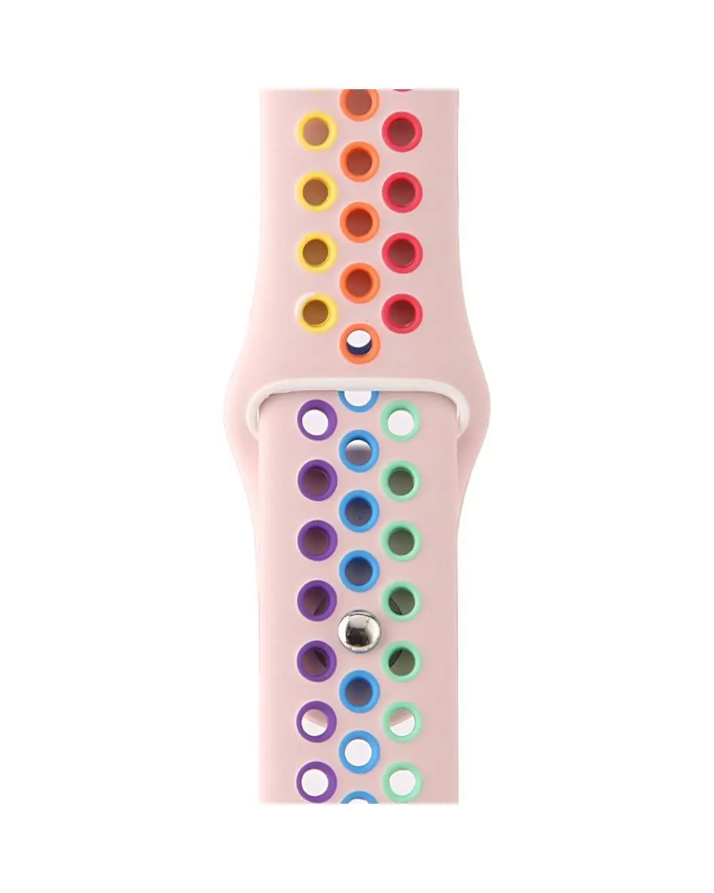 Pink sport band with multicolored pop-it bubble design for smartwatch