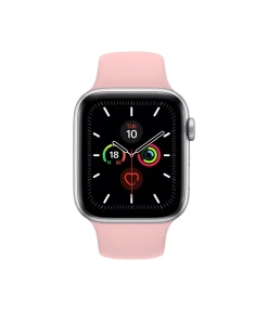 Pink sport band smartwatch with fitness tracking and heart rate monitor display