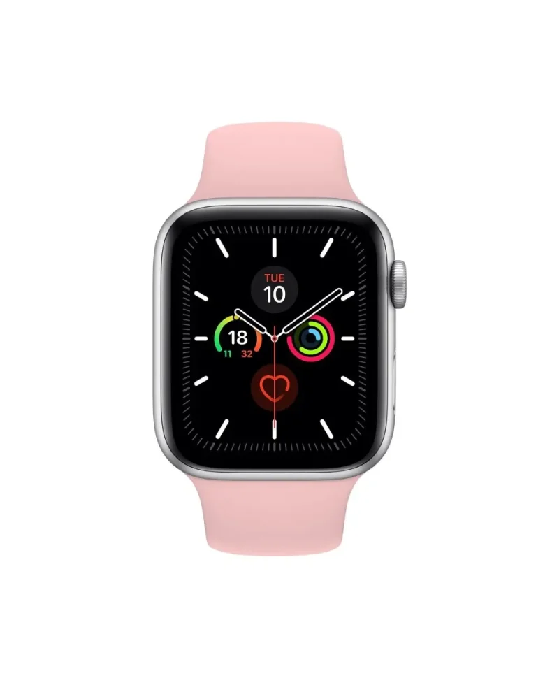 Pink sport band smartwatch with fitness tracking and heart rate monitor display