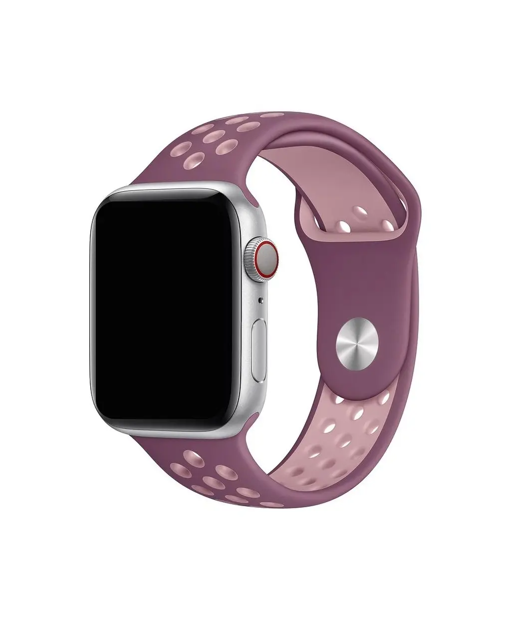 Violet and soft pink sport band for Apple Watch with perforated design