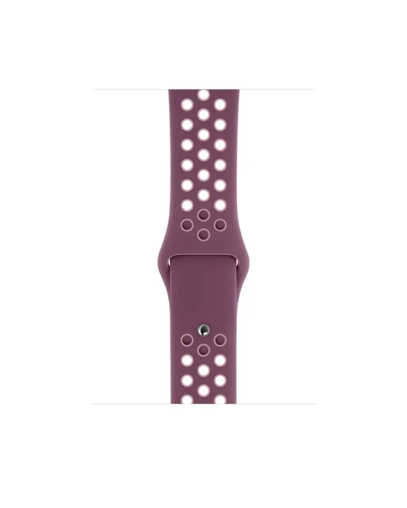 Violet sport watch band with perforated design and soft pink accents
