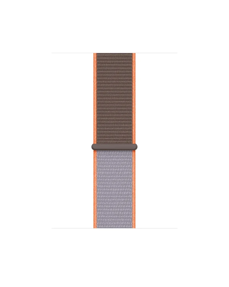 Orange and gray woven sport loop smartwatch band with connector