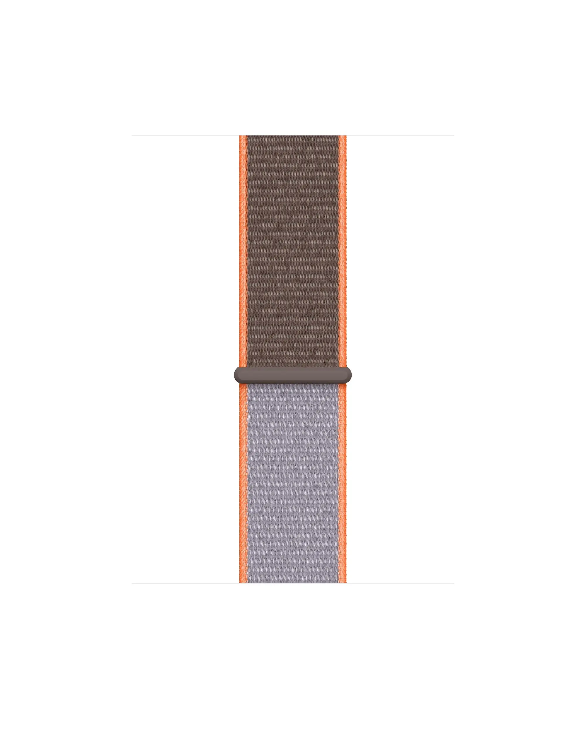 Orange and gray woven sport loop smartwatch band with connector