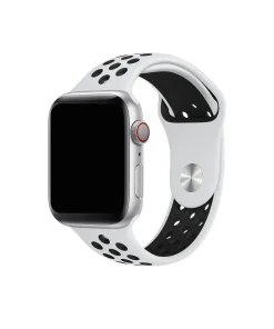 White and black Nike sport band for Apple Watch with perforated design