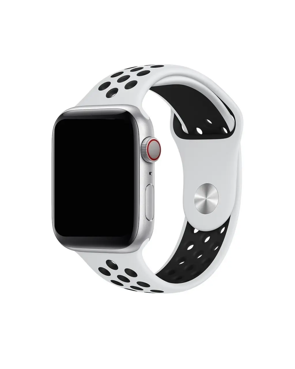 White and black Nike sport band for Apple Watch with perforated design