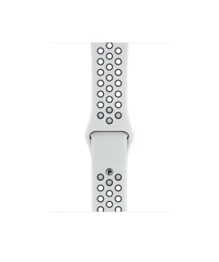 White perforated sports watch band with ventilation holes and connector