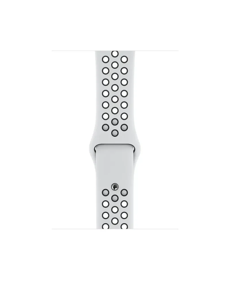 White perforated sports watch band with ventilation holes and connector