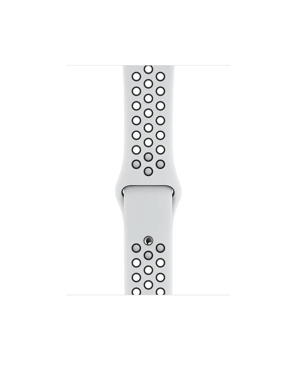 White perforated sports watch band with ventilation holes and connector