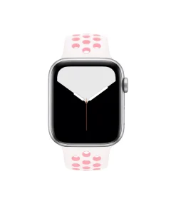 Apple Watch sport band white light pink perforated silicone strap
