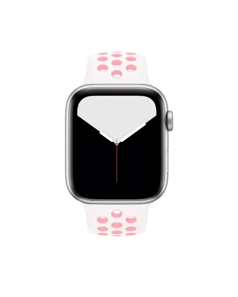 Apple Watch sport band white light pink perforated silicone strap