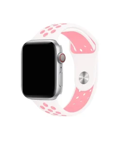 White and light pink sport band for Apple Watch with ventilation holes