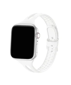 White silicone sport band smartwatch with cellular connectivity and digital display