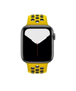 Yellow and midnight blue perforated sport band for smartwatch with active fitness design