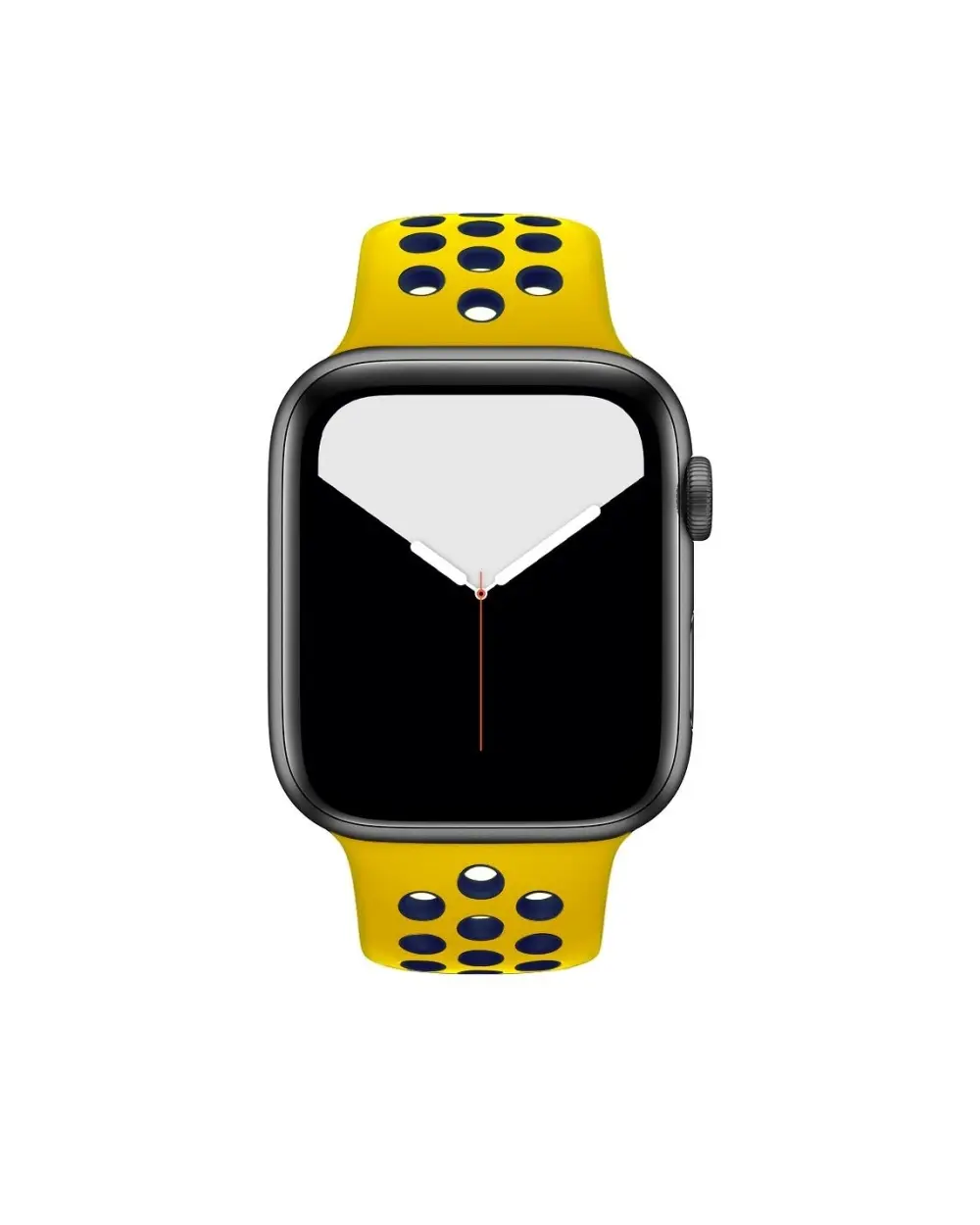Yellow and midnight blue perforated sport band for smartwatch with active fitness design