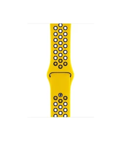 Yellow perforated silicone sport watch band with ventilation holes