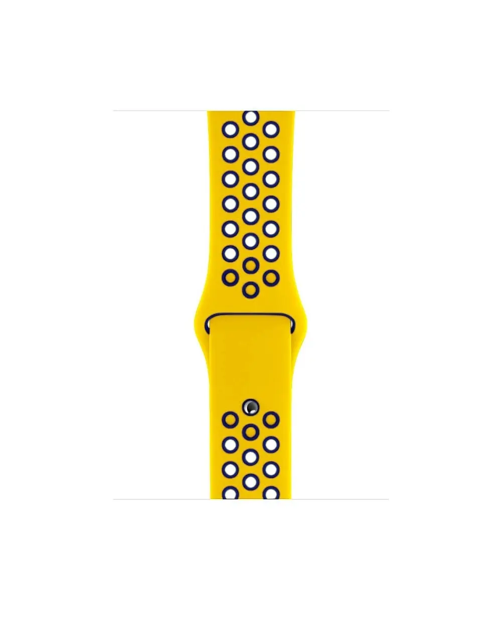 Yellow perforated silicone sport watch band with ventilation holes