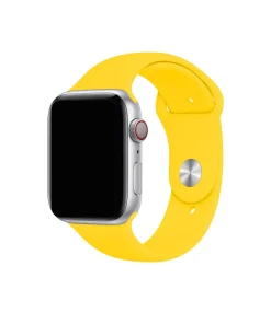 Silver smartwatch with vibrant yellow sport band replacement strap