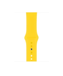 Yellow silicone sport watch band with adjustable pin and button closures