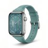 Apple Watch with green bamboo leather strap and silver stainless steel case