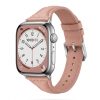 Apple Watch with pink leather strap band, silver case, 38-49mm
