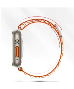 Alpine Loop orange fabric smartwatch band with silver hardware connector