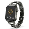 Black stainless steel smartwatch with crystal-studded metal bracelet band