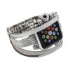 Silver leather wrap watch band with heart charm for Apple Watch