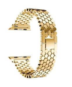 Gold metal smartwatch band with scales design for Apple Watch