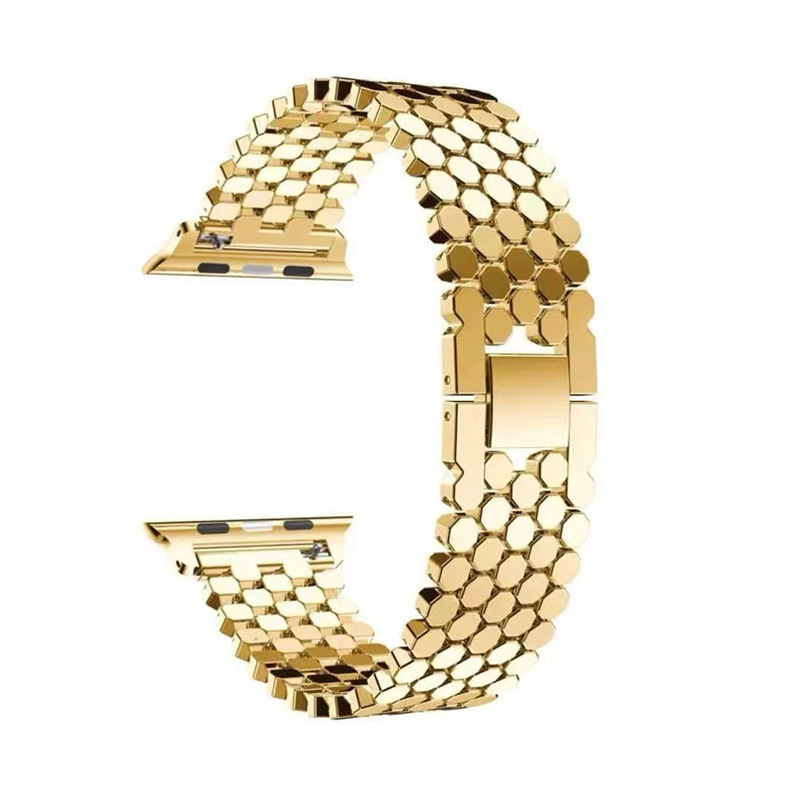 Gold metal smartwatch band with scales design for Apple Watch