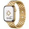 Gold stainless steel smartwatch band with hexagonal link design and clasp